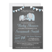 Elephant Baby Shooter Invitation Boy - Chalkboard