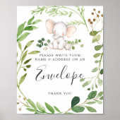 Elephant Baby Shower Address Envelope-Zeichen Poster (Vorne)