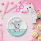 Elephant Baby Shower Aqua Aquamarin Türkis Pappteller (Party)