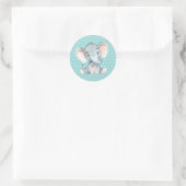 Elephant Baby Shower Aqua Runder Aufkleber (Tasche)