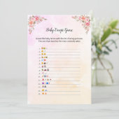 Elephant Baby Shower Baby Emoji Game Card Einladung (Stehend Vorderseite)