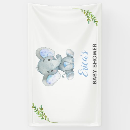 Elephant Baby Shower Backdrop Banner (Boy) Einfach (Vertikal)