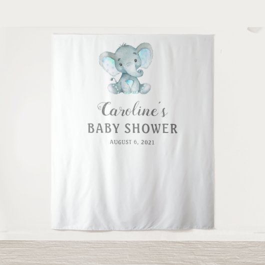 Elephant Baby Shower Background, Foto Booth Prop Wandteppich (Vorderseite)
