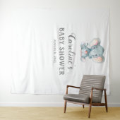 Elephant Baby Shower Background, Foto Booth Prop Wandteppich (Beispiel (Horizontal))