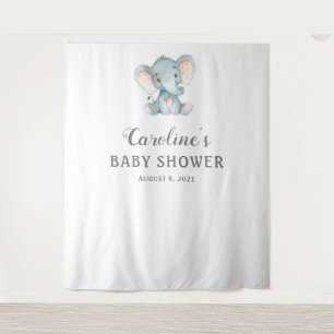 Elephant Baby Shower Background, Foto Booth Prop Wandteppich