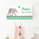 Elephant Baby Shower Banner, Green Welcome Sign Banner (Insitu)