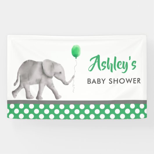 Elephant Baby Shower Banner, Green Welcome Sign Banner (Horizontal)