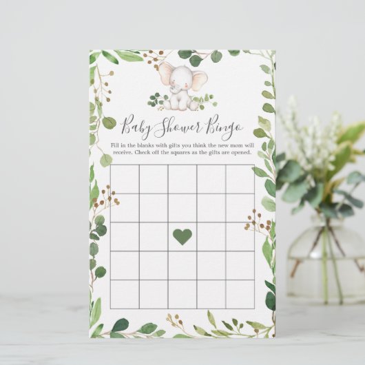 Elephant Baby Shower Bingo Game (Stehend Vorderseite)