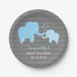 Elephant Baby Shower Blau und Grau Paper Teller