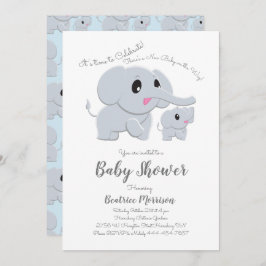 Elephant Baby Shower Blue Boy Einladung