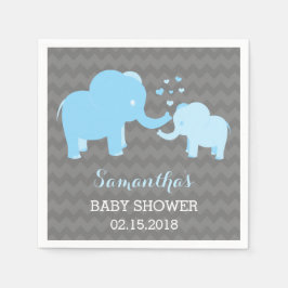 Elephant Baby Shower Blue und Grau Paper Napkins Serviette