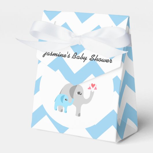Elephant Baby Shower Blue und White Geschenkschachtel (Vorderseite)