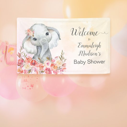 Elephant Baby Shower Boho Chic Willkommen Banner