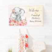 Elephant Baby Shower Boho Chic Willkommen Banner (Insitu)