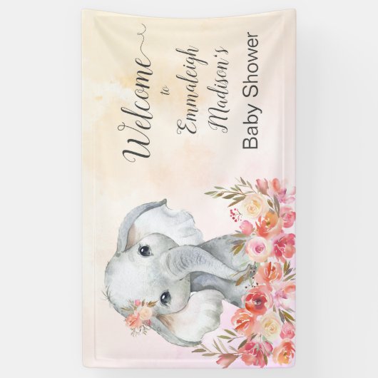 Elephant Baby Shower Boho Chic Willkommen Banner (Vertikal)