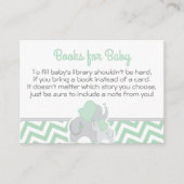 Elephant Baby Shower Book Card Minze Grün Zickzack Platzkarte (Vorderseite)