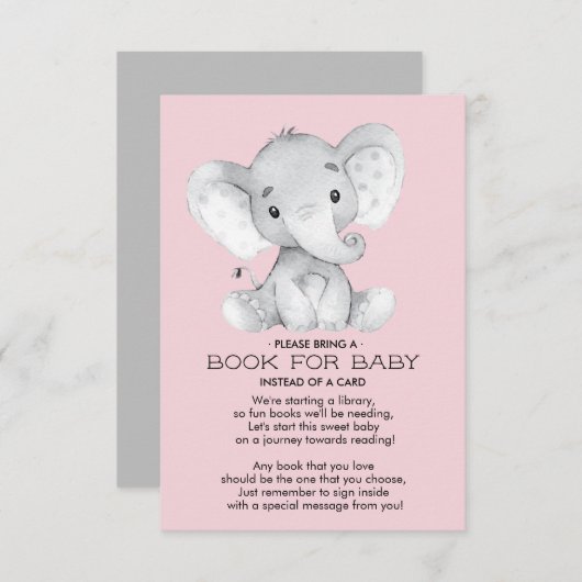 Elephant Baby Shower Book for Baby Card Begleitkarte (Vorne/Hinten)