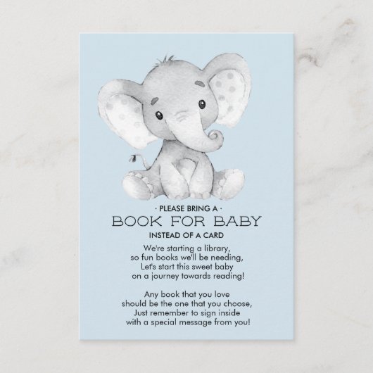 Elephant Baby Shower Book for Baby Card Begleitkarte (Vorderseite)