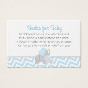 Elephant Baby Shower Book Request Card Blau Grau