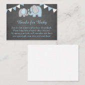 Elephant Baby Shower Book Request Card Boy Begleitkarte (Vorne/Hinten)