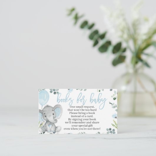 Elephant Baby Shower Book Request Card für einen J Begleitkarte (Stehend Vorderseite)