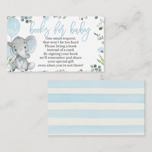 Elephant Baby Shower Book Request Card für einen J Begleitkarte (Vorne/Hinten)