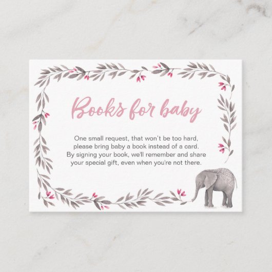 Elephant Baby Shower Books Begleitkarte (Vorderseite)