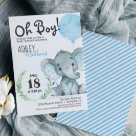 Elephant Baby Shower Boy Einladung