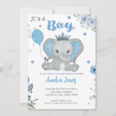 Elephant Baby Shower Boy Einladung (Vorderseite)