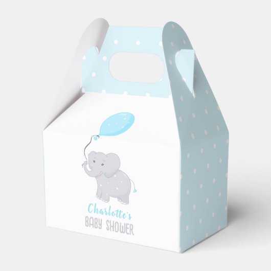 Elephant Baby Shower Boy Niedlich Favor Box Geschenkschachtel (Vorderseite)