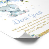 Elephant Baby Shower Boy Thumbprint Gästebuchunter Poster (Ecke)