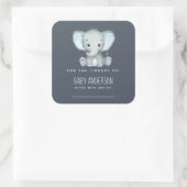 Elephant Baby Shower Buchzeichen Quadratischer Aufkleber (Tasche)
