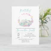 Elephant Baby Shower Butterflies Einladung (Stehend Vorderseite)