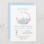 Elephant Baby Shower Butterflies Einladung (Vorne/Hinten)