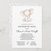 Elephant Baby Shower by Mail Einladung (Vorne/Hinten)
