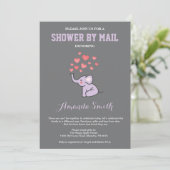 Elephant Baby Shower by Mail Lila und grau Einladung (Stehend Vorderseite)