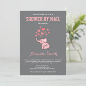 Elephant Baby Shower by Mail Pink und Grau Einladung (Stehend Vorderseite)