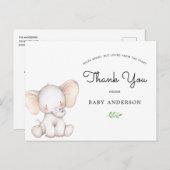 Elephant Baby Shower by Mail Vielen Dank Postkarte (Vorne/Hinten)