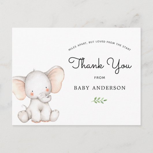 Elephant Baby Shower by Mail Vielen Dank Postkarte (Vorderseite)