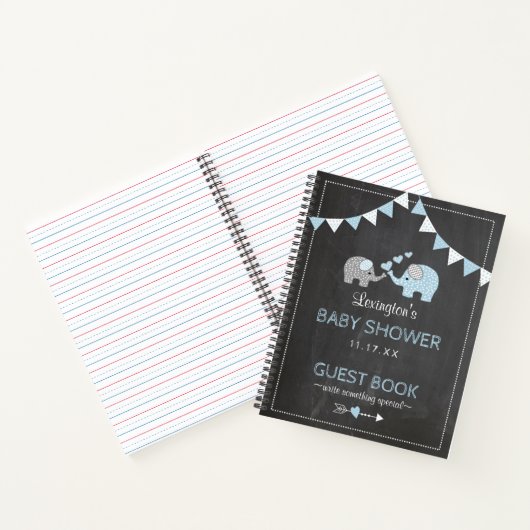 Elephant Baby Shower Chalkboard Look Gästebuch | Notizbuch (Innenseite)