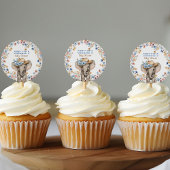 Elephant Baby Shower Cowboy Hat Boho Wildblumen Runder Aufkleber