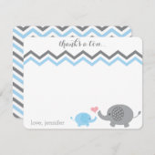 Elephant Baby Shower Danke Blue Gray Zickzack Mitteilungskarte (Vorne/Hinten)