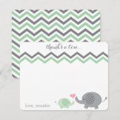 Elephant Baby Shower Danke Green Gray Zickzack Mitteilungskarte (Vorne/Hinten)