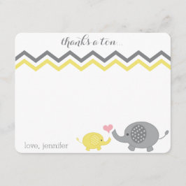 Elephant Baby Shower Danke Yellow Gray Zickzack Mitteilungskarte