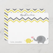 Elephant Baby Shower Danke Yellow Gray Zickzack Mitteilungskarte (Vorne/Hinten)