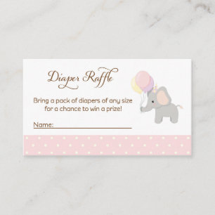 Elephant Baby Shower Diaper Raffelkarten Begleitkarte