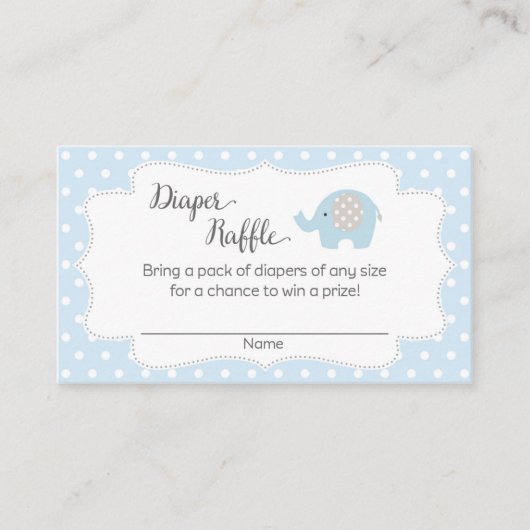 Elephant Baby Shower Diaper Raffelkarten Begleitkarte (Vorderseite)