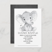 Elephant Baby Shower Diaper Raffle Ticket Begleitkarte (Vorne/Hinten)