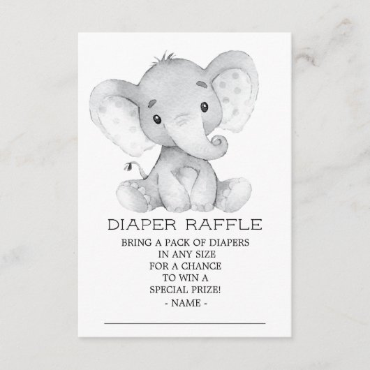 Elephant Baby Shower Diaper Raffle Ticket Begleitkarte (Vorderseite)