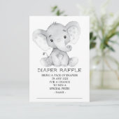 Elephant Baby Shower Diaper Raffle Ticket Begleitkarte (Stehend Vorderseite)